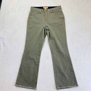 Democracy Ab Technology Olive Green Crop Flare Raw Hem Jeans Womens 6